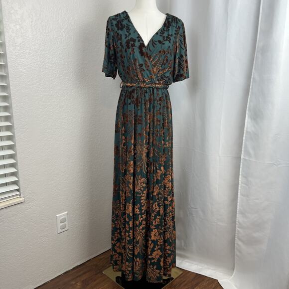 Baltic Born Maxi Dress Womens Medium Uma Velvet Burnout Bronze